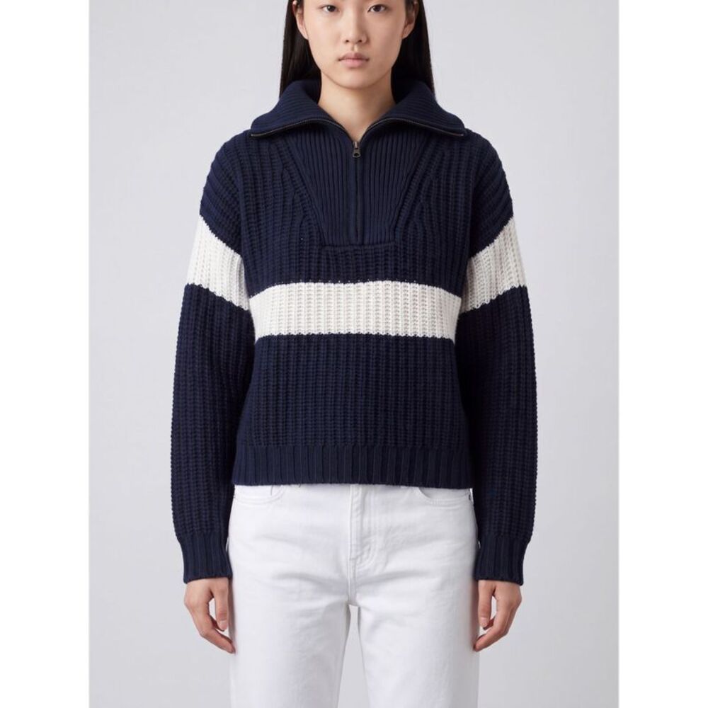 Lisa Yang Women Lisa Yang Bicolour Abstract Pattern Cashmere Zip Neck Jumper